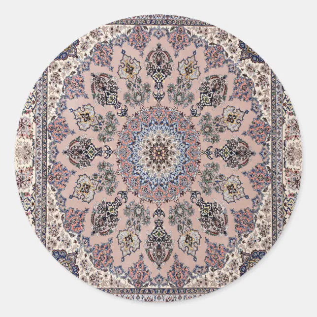 Turkish Rug Sticker Oriental Turkish Persian Rug Carpet Classic Round Sticker | Zazzle