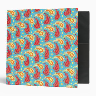 Oriental Turquoise Orange Persian Paisley Pattern Binder
