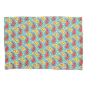 Oriental Turquoise Orange Persian Paisley Pattern Pillowcase