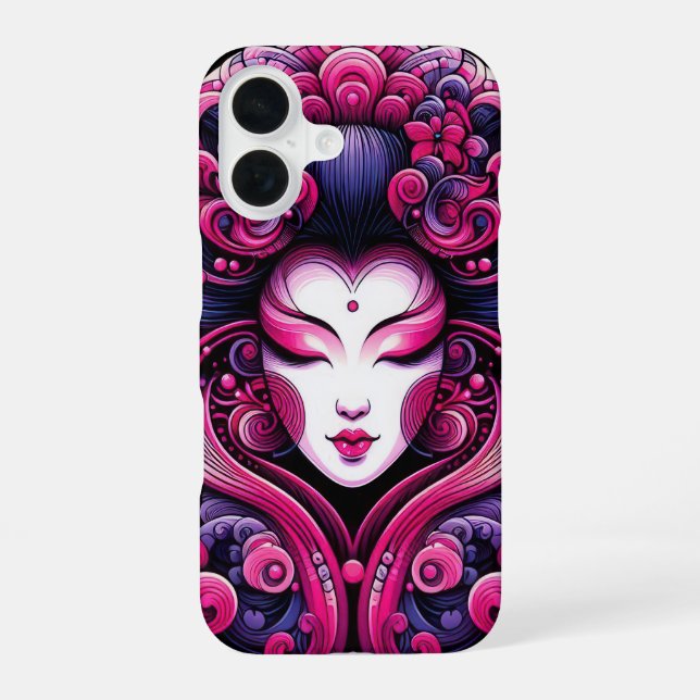 Oriental vector abstract Geisha pink waves Iphone Case (Back)