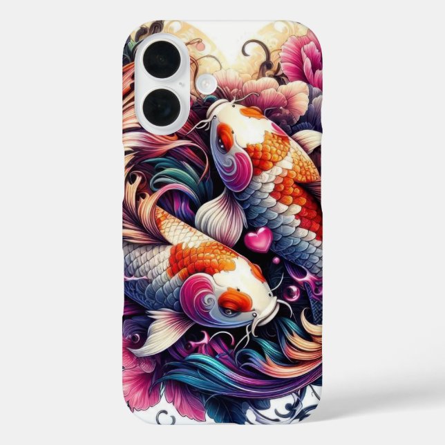 Oriental vibrant abstract koi fishes waves sakura Case-Mate iPhone case (Back)