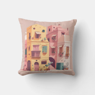 Oriental village throw pillow