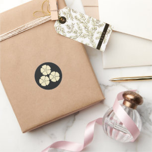 Oriental Vintage Akizuki Clan Japanese Kamon Crest Classic Round Sticker