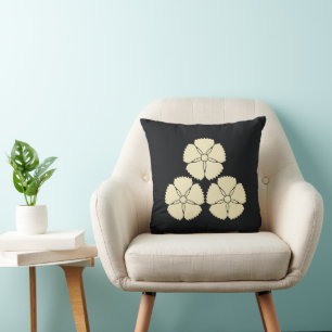 Oriental Vintage Akizuki Clan Japanese Kamon Crest Throw Pillow