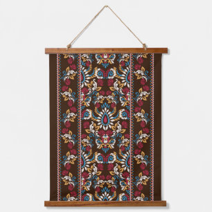 Oriental Vintage Arabesque Ikat Floral Pattern Hanging Tapestry