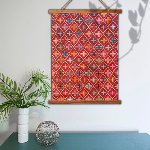 Oriental Vintage Crimson Red Turkish Kilim Rug Hanging Tapestry