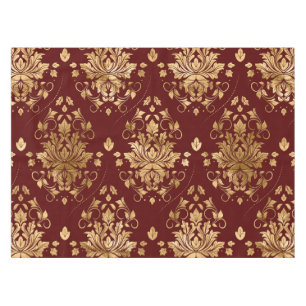 Oriental Vintage Damask Pattern - Red and gold Tablecloth