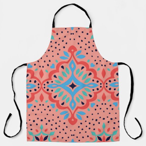 Oriental Vintage damask pattern Talavera pottery Apron