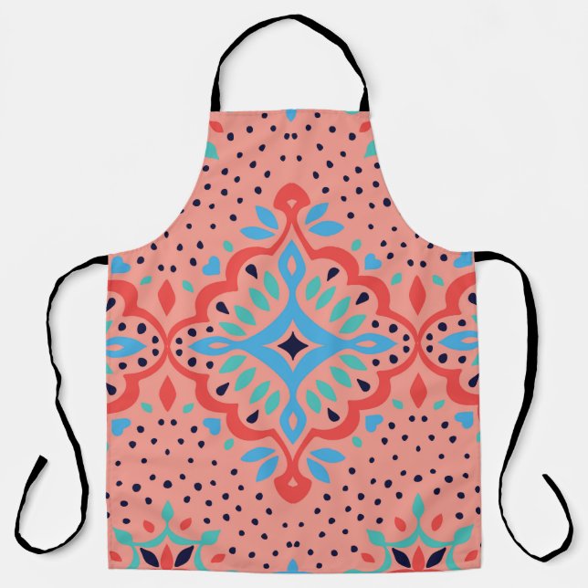 Oriental Vintage damask pattern. Talavera pottery. Apron (Front)