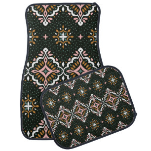 Oriental vintage damask pattern. Talavera pottery. Car Floor Mat