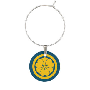 Oriental Vintage Yellow Blue Sakai Japan Mon Art Wine Charm