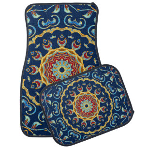 Oriental Watercolor Floral Mandala Carpet Car Floor Mat