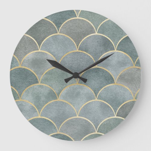 Oriental Watercolor Ornamental Luxury Texture Large Clock