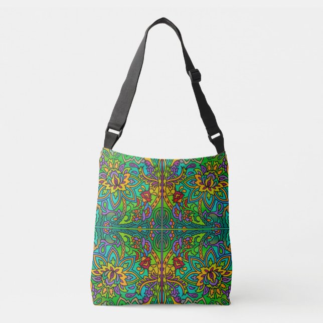 Oriental Watercolor Pattern V + your ideas Crossbody Bag (Front)
