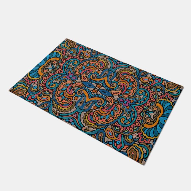 Oriental Watercolor Pattern VI + your ideas Doormat (Angled)