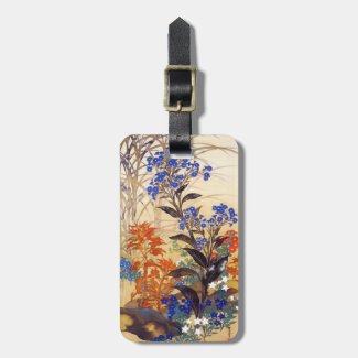 Oriental watercolour vibrant vintage flowers art luggage tag