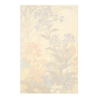 Oriental watercolour vibrant vintage flowers art stationery