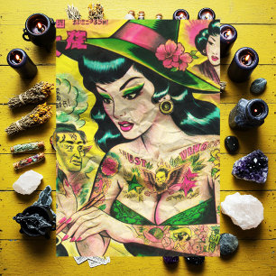 Oriental Witch Retro Comics Tissue Paper