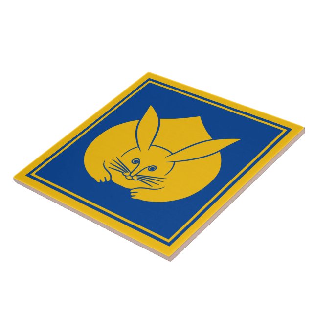 Oriental Yellow Blue Japan Rabbit Mon Art Ceramic Tile (Side)