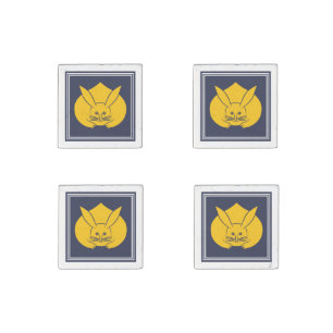 Oriental Yellow Blue Japan Rabbit Mon Art Stone Magnet