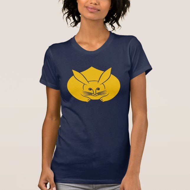 Oriental Yellow Blue Japan Rabbit Mon Vector Art T-Shirt (Front)