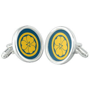 Oriental Yellow Blue Sakai Japan Mon Art Cufflinks
