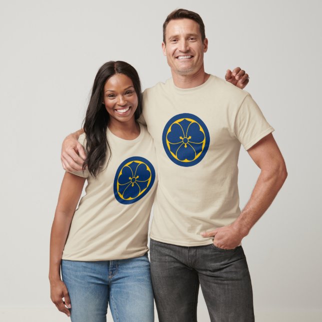 Oriental Yellow Blue Sakai Japan Mon Kamon Art T-Shirt (Unisex)