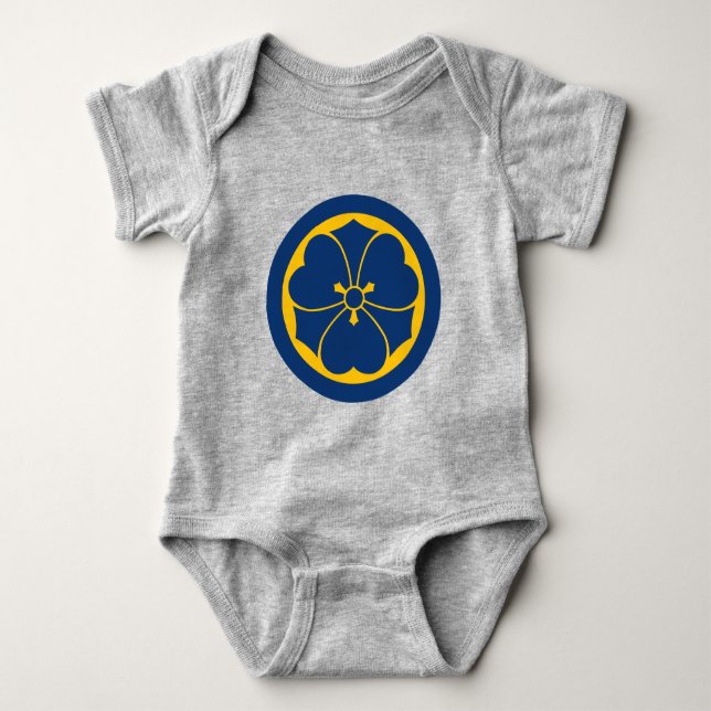 Oriental Yellow Blue Sakai Japan Mon Vector Art Baby Bodysuit (Front)