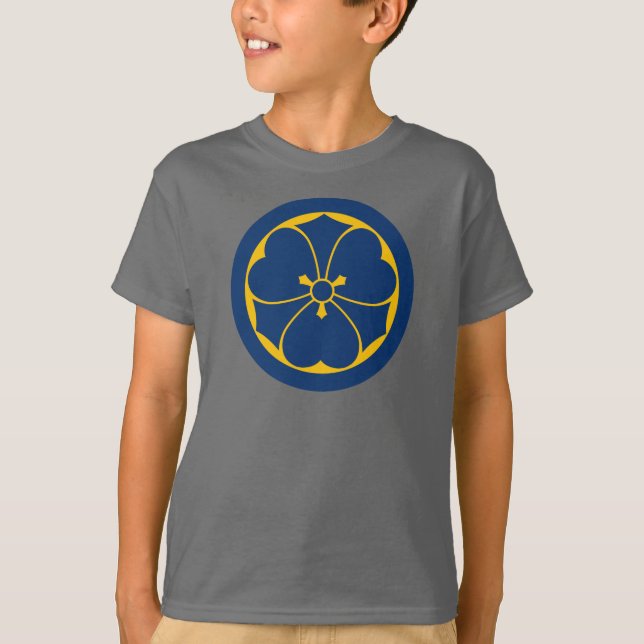 Oriental Yellow Blue Sakai Japan Mon Vector Art T-Shirt (Front)