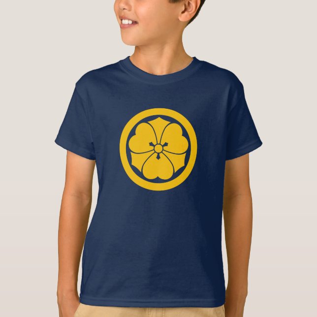 Oriental Yellow Blue Sakai Japan Mon Vector Art T-Shirt (Front)