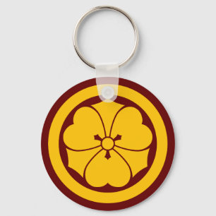 Oriental Yellow Red Sakai Japan Mon Kamon Keychain
