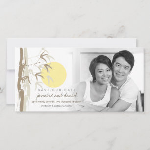 Oriental Yellow Sunrise Bamboo Zen Save The Date