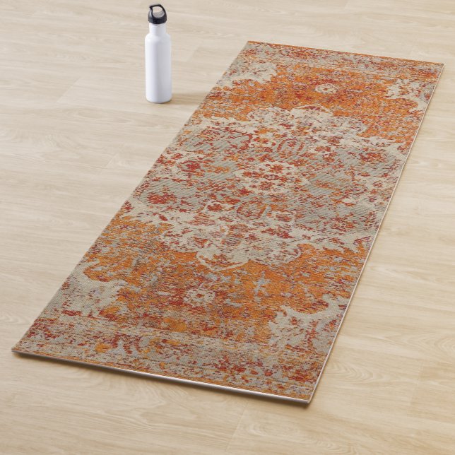 Oriental yoga carpet orange mat (In Situ)