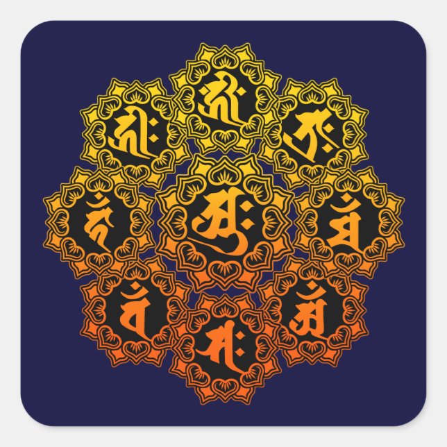Oriental zodiac square sticker (Front)