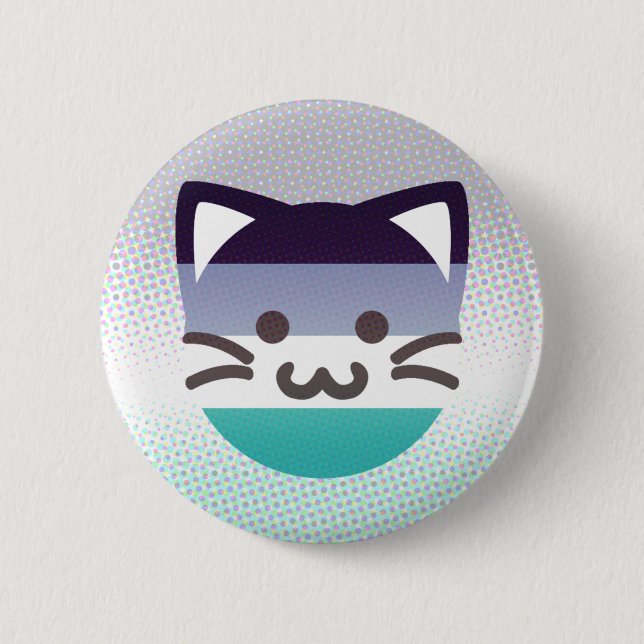 oriented aroace pride cat button (Front)