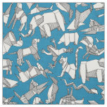 origami animal ditsy blue fabric