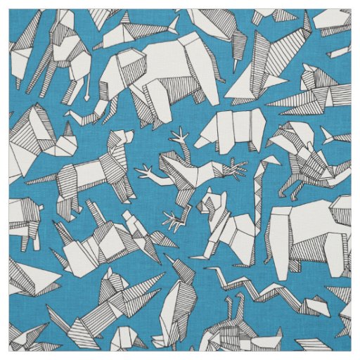 origami animal ditsy blue fabric