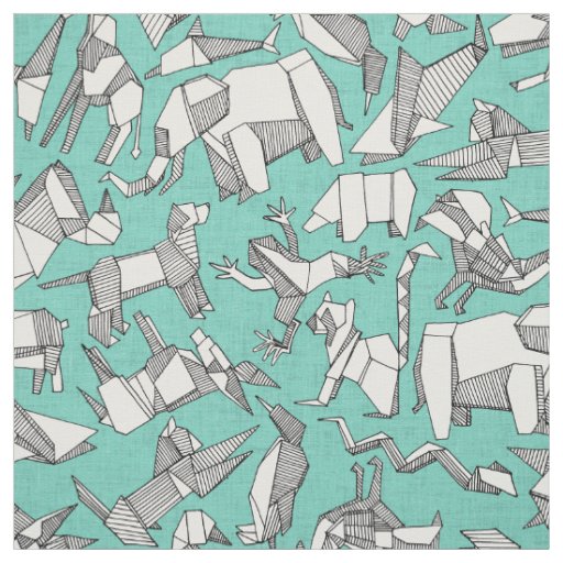 origami animal ditsy mint fabric
