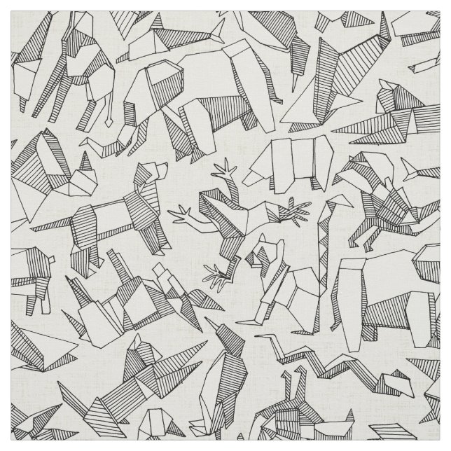 origami animal ditsy pearl fabric (Swatch)