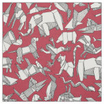 origami animal ditsy red fabric