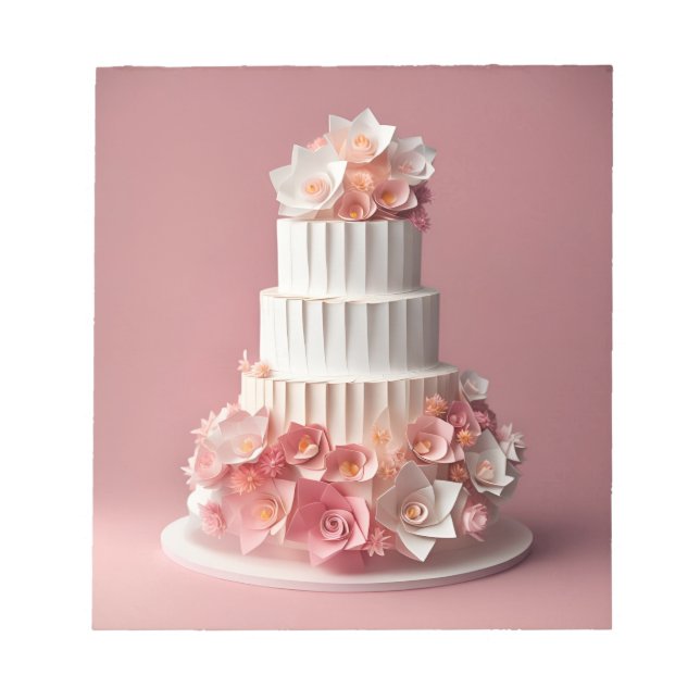 Origami Art - An exquisite wedding cake Notepad (Front)