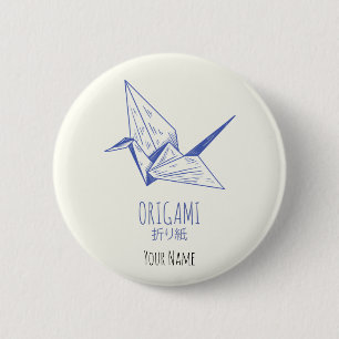 Origami Art Japanese Folding Art Retro Crane Button