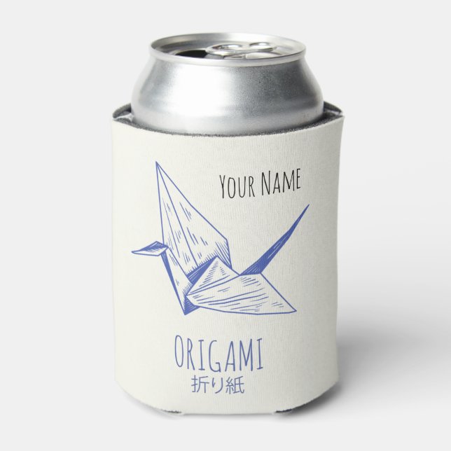 Origami Art Japanese Folding Art Retro Crane Can Cooler (Can Front)