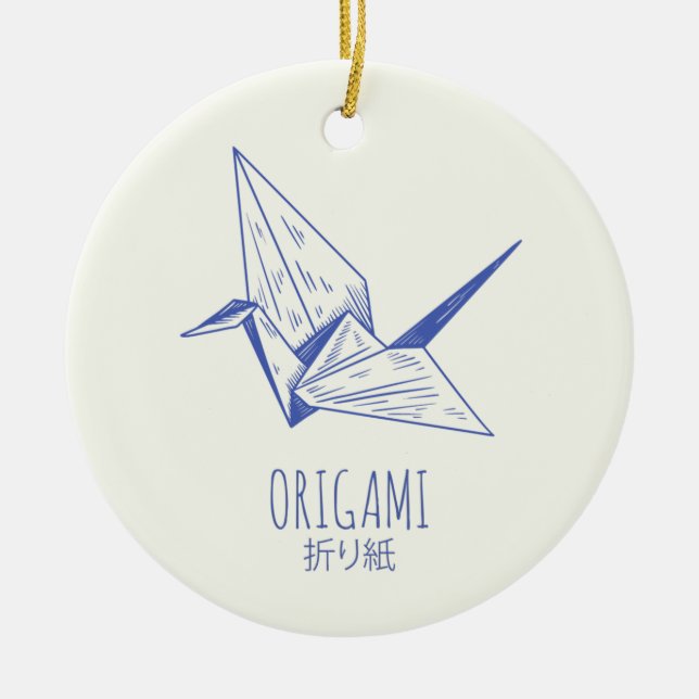 Origami Art Japanese Folding Art Retro Crane Ceramic Ornament (Front)