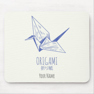 Origami Art Japanese Folding Art Retro Crane Mouse Pad
