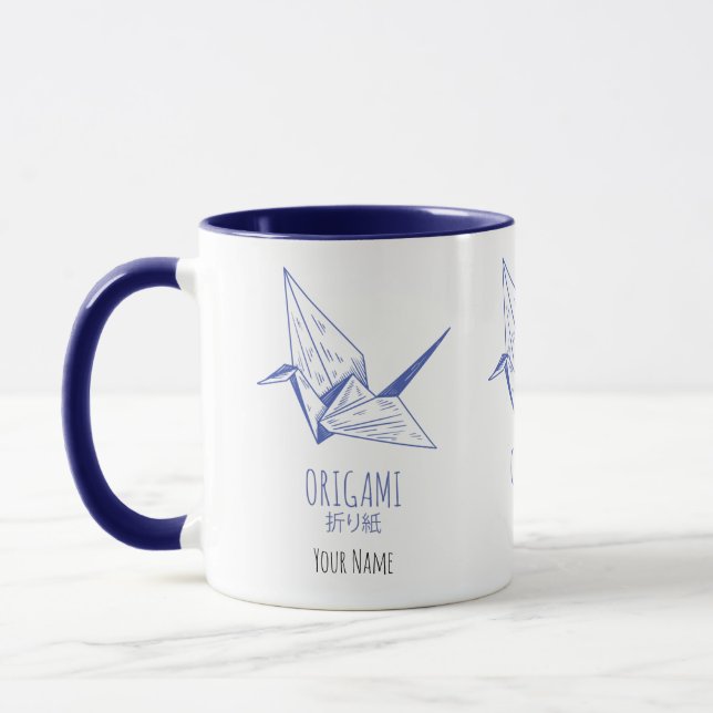 Origami Art Japanese Folding Art Retro Crane Mug (Left)