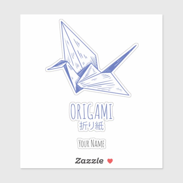 Origami Art Japanese Folding Art Retro Crane Sticker (Sheet)