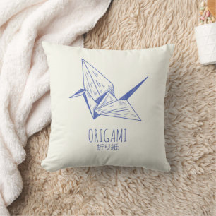 Origami Art Japanese Folding Art Retro Crane Throw Pillow