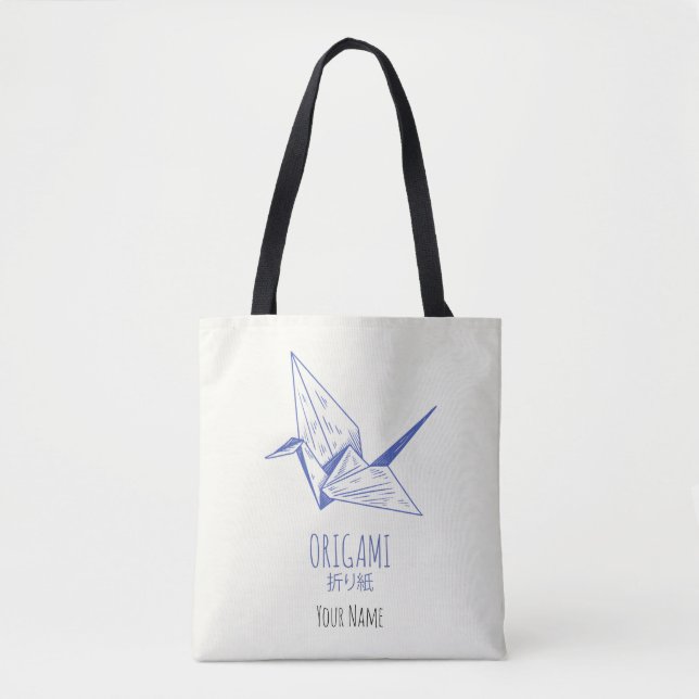 Origami Art Japanese Folding Art Retro Crane Tote Bag (Front)