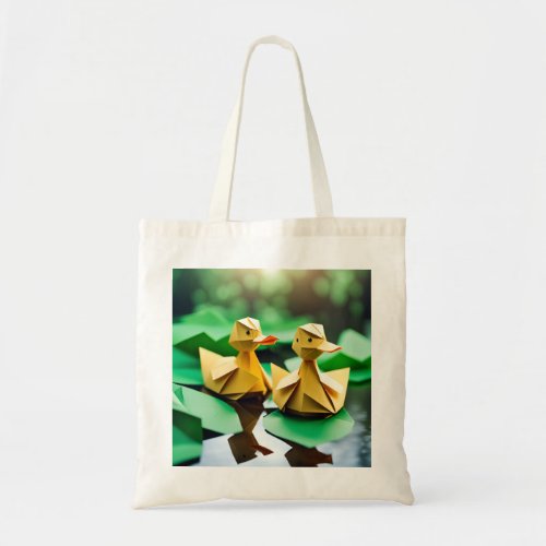 Origami Art _ Quaint Serenity Ducklings Delight  Tote Bag